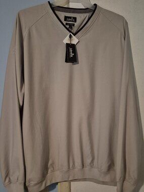 Ashworth Weather Systems Tan V-Neck LS Pullover Windbreaker Jacket Mens Size XXL